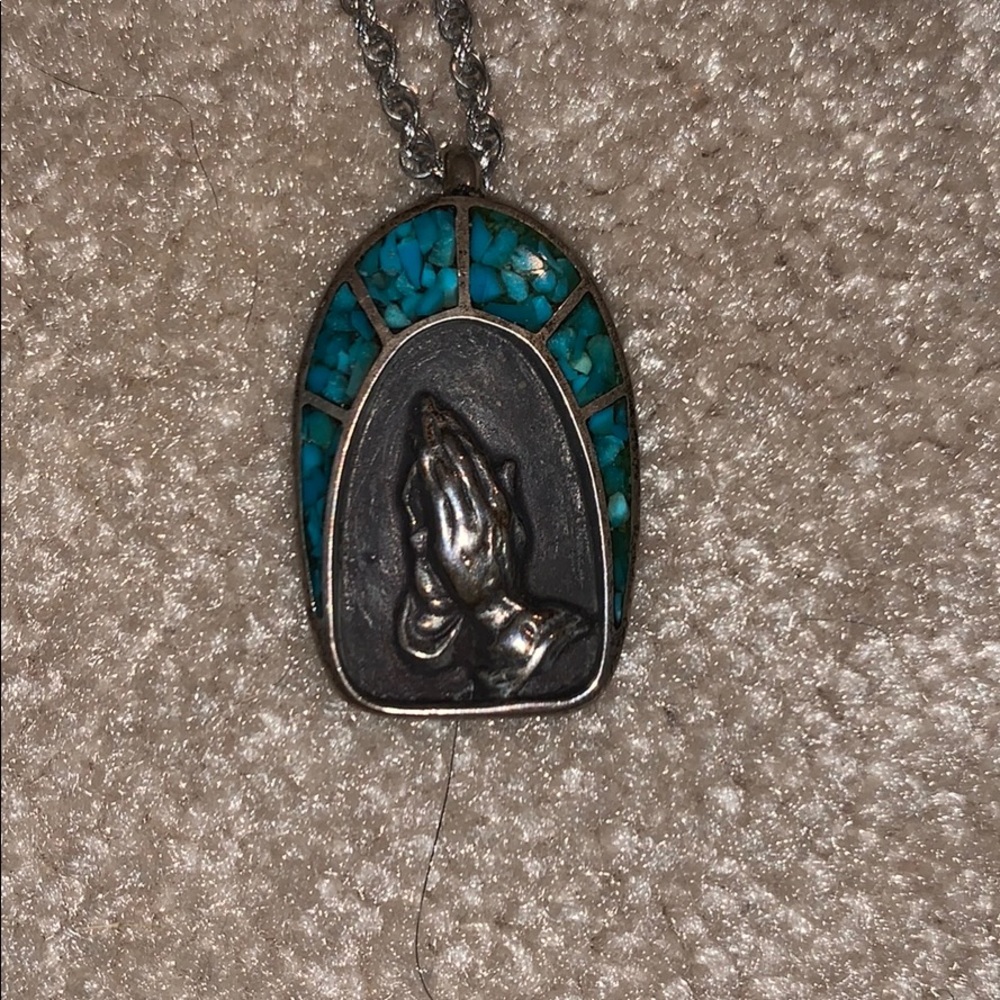 Praying hands necklace